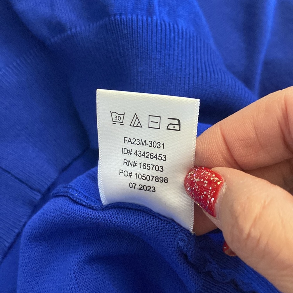 Madison Grey woman’s mock turtleneck sweater ribbed royal blue rayon blend XL - Picture 10 of 14